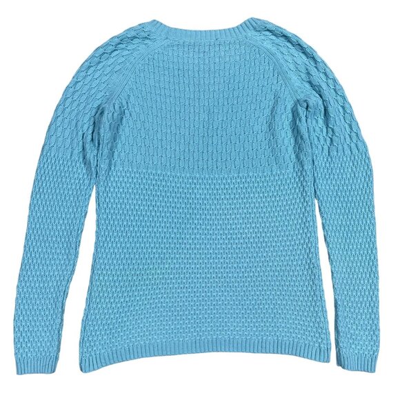 Talbots Sweater Women’s SP Lambswool Blend Blue Crewneck Cable Knit Pullover - Picture 2 of 5
